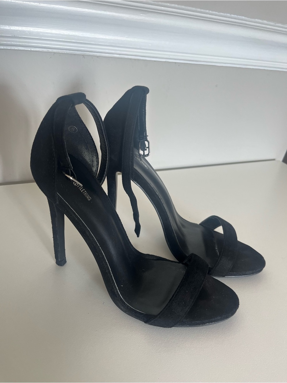 Pretty Little Thing - Black Suede High Heel Sandals